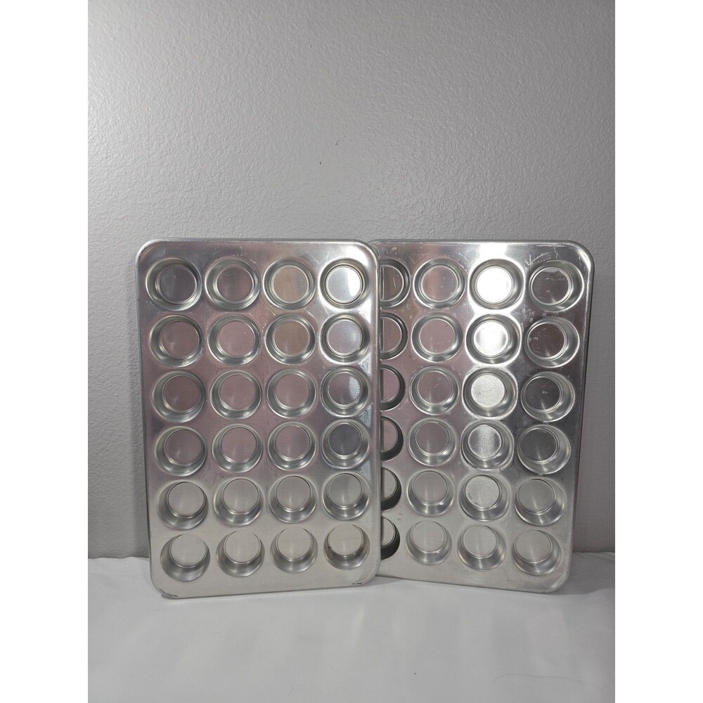 2 Vintage Nordic Ware 24 Cup Mini Muffin Pan Aluminum Baking Commercial Grade